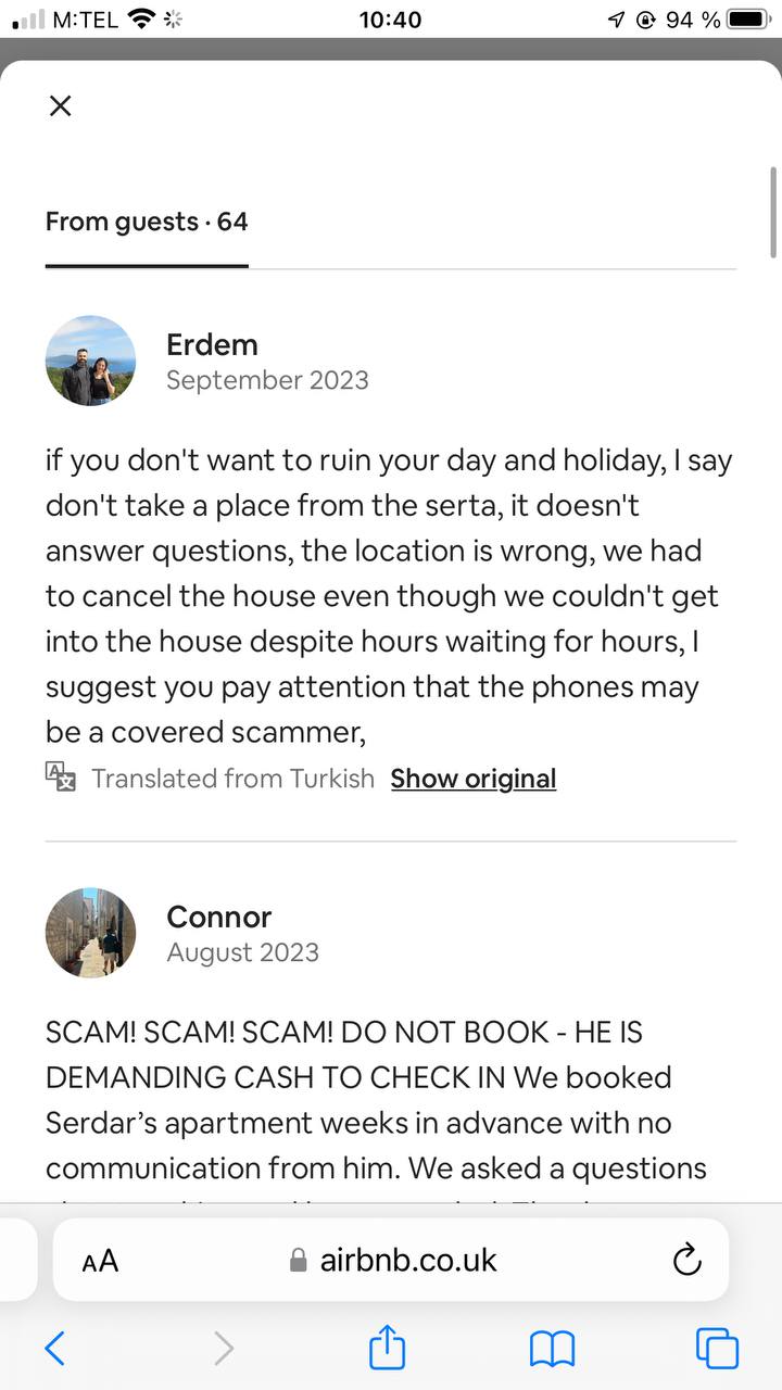 Serdar Kaksi AirBnB Reviews