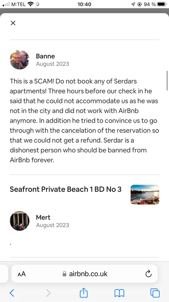 Serdar Kaksi AirBnB Reviews